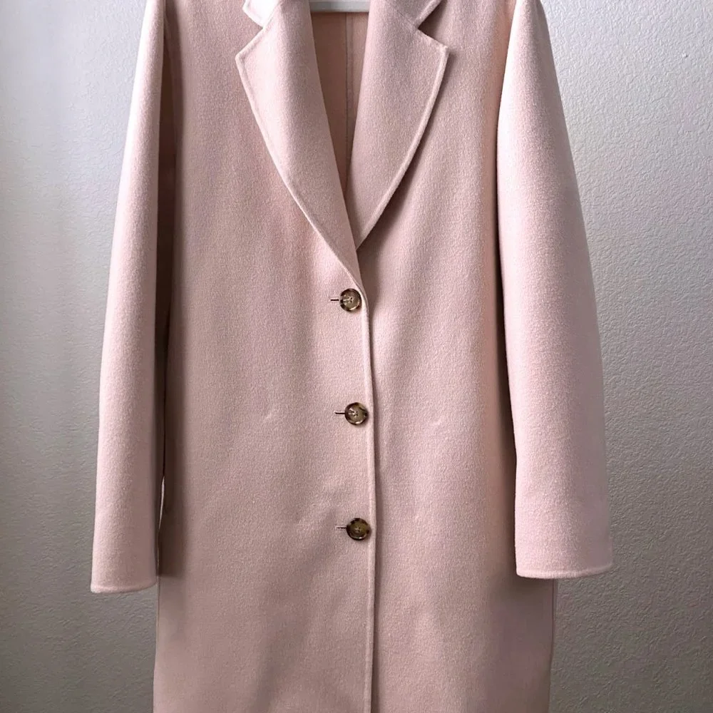 ACNE STUDIOS COAT LANDI DOUBLE FACE WOOL CASHMERE COAT PASTEL PINK SIZE 40 M - Picture 4 of 12